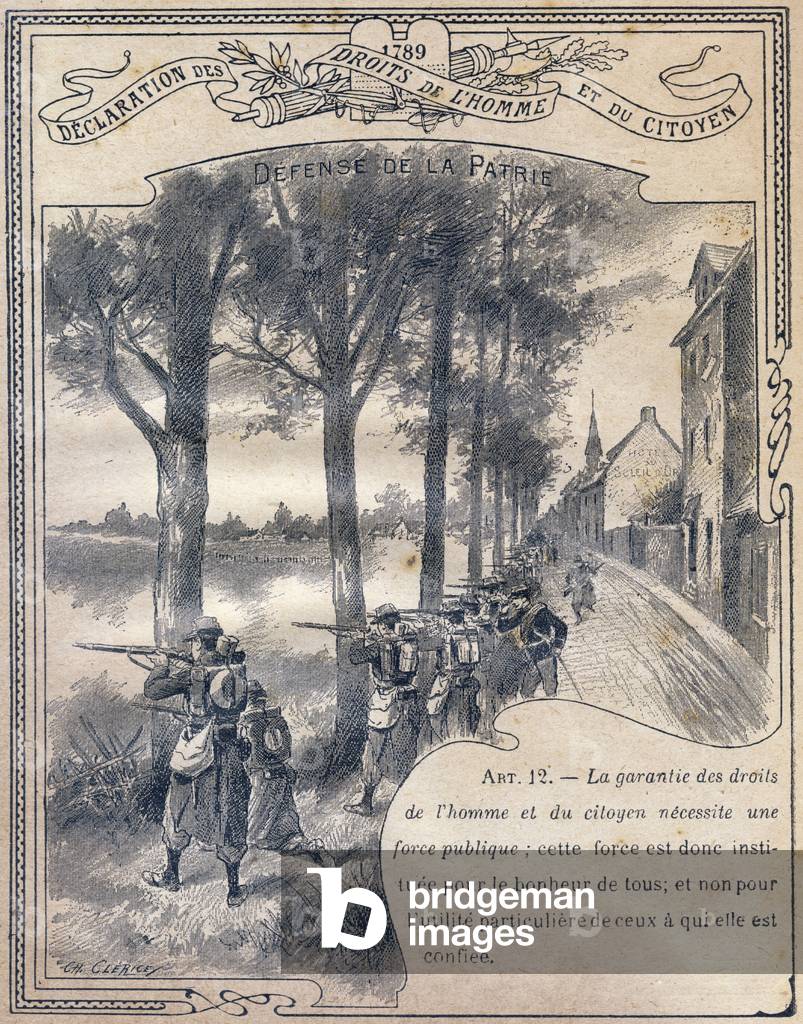 1789: Declaration of the Rights of Man and of the Citizen : Défense de la patrie, 1919 (Engraving)