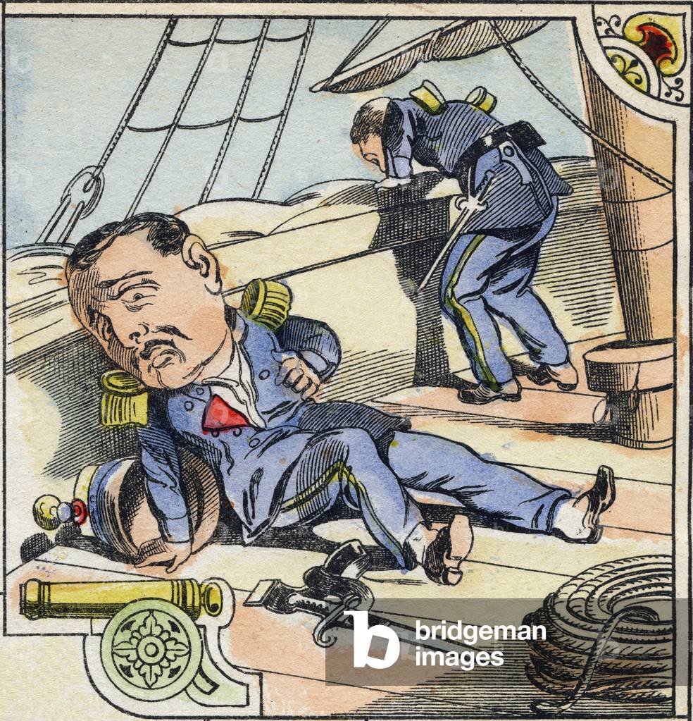Fanteria della Marina. Incisione in «Comic Military Alphabet». Quinta serie. Imaging epinale. Pellerin e Cie, 