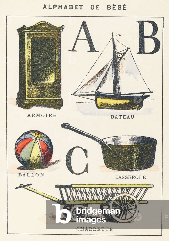 A B C: cabinet, boat, balloon, pot, cart