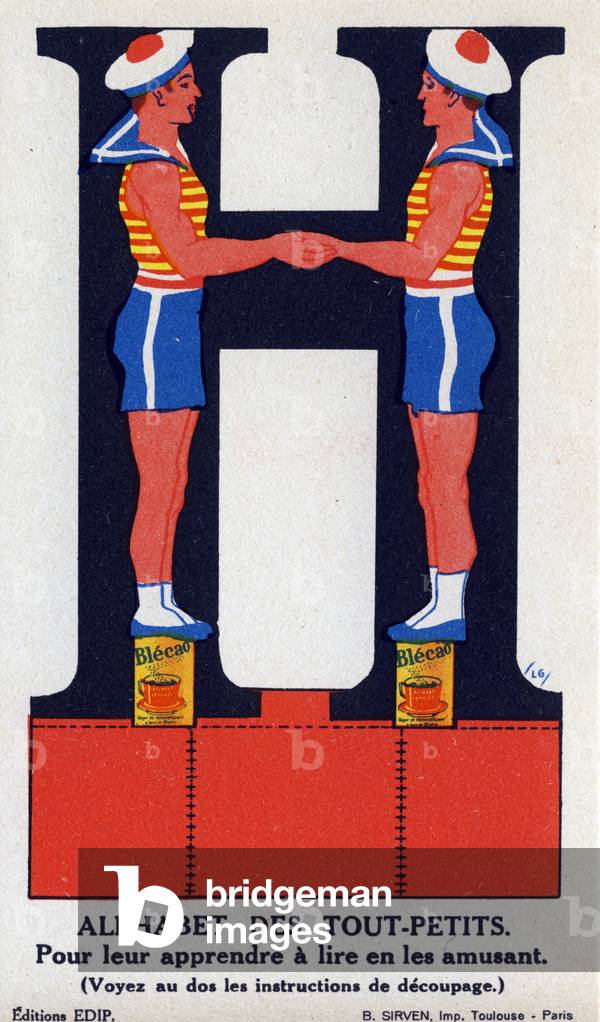 Letter H. Alphabet of toddlers, circa 1930. Advertising images for Bledine and Blecao Jacquemaire. Private Collection
