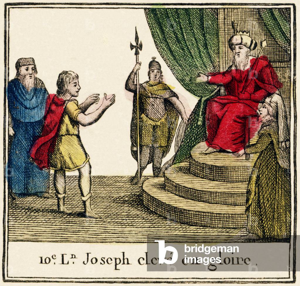 Moral abecedary - Joseph raised in glory, 10th lesson Eleventh edition. In Paris, by Le Prieur, Bookseller, 1810 (engraving)