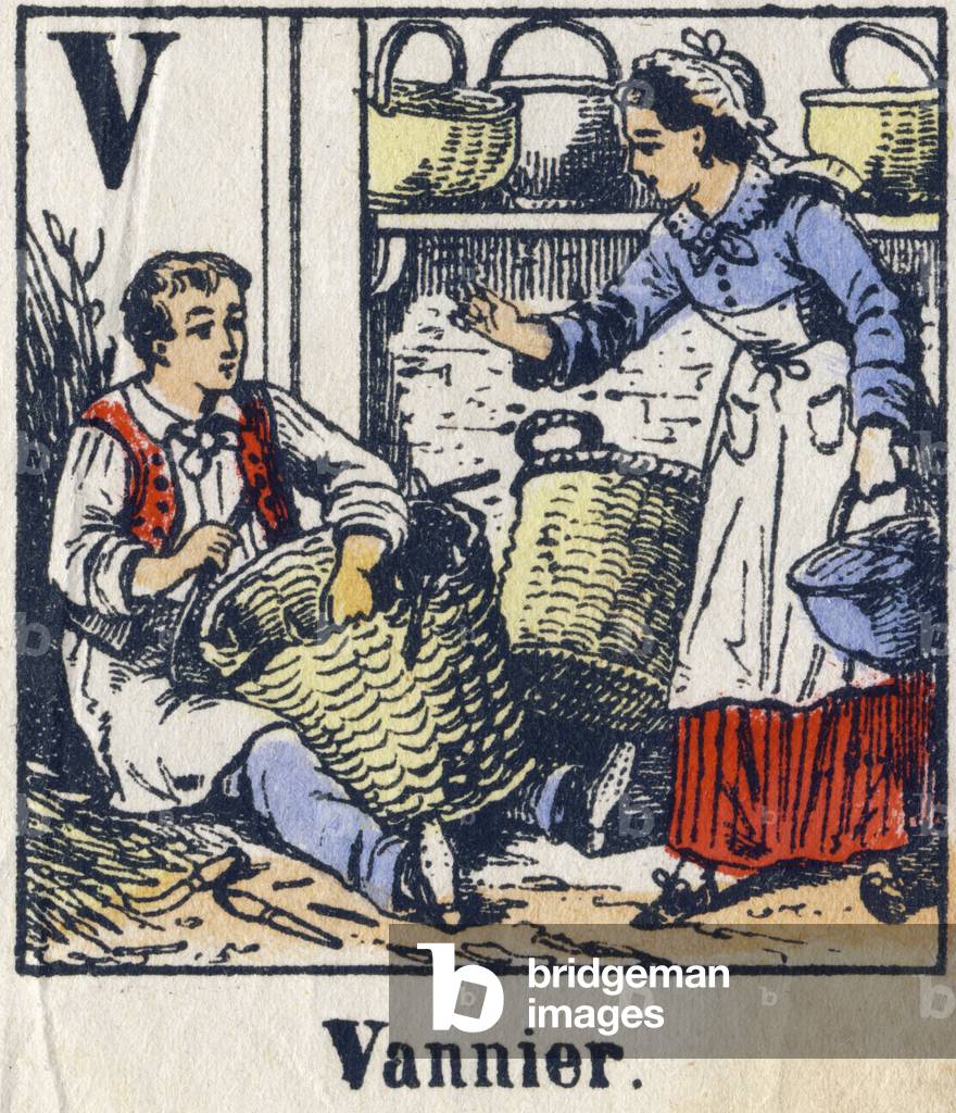 Letter V: weaver. Alphabet of professions. Delhalt imagery, second half of the 19th century. Dim: 40x29,3cm