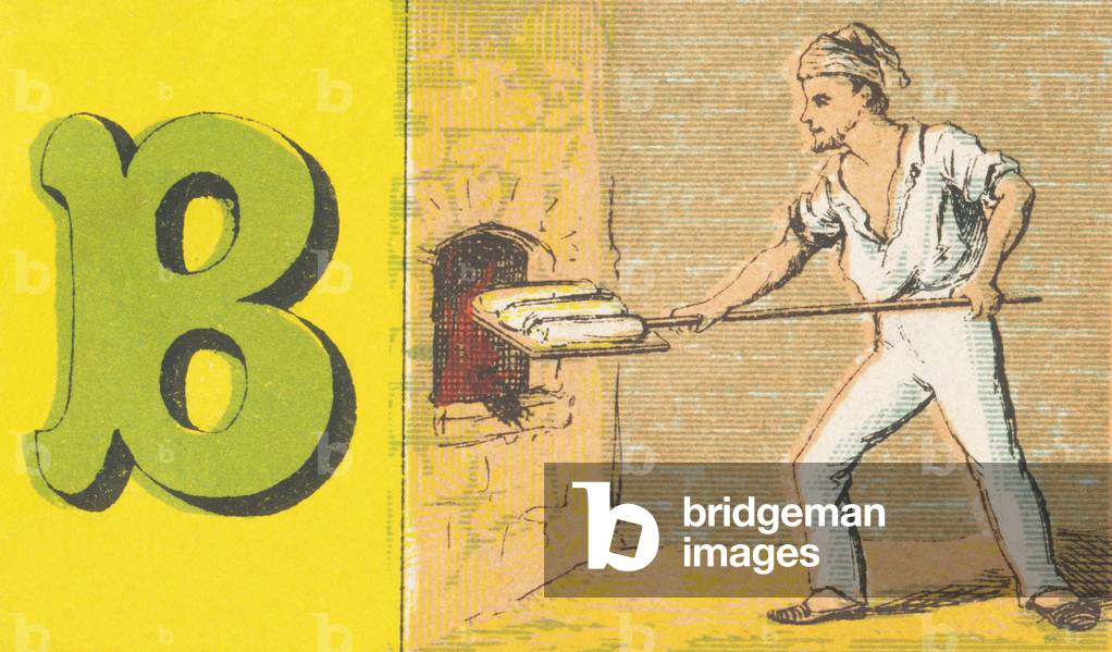 B: The Baker with flour and water makes the bread