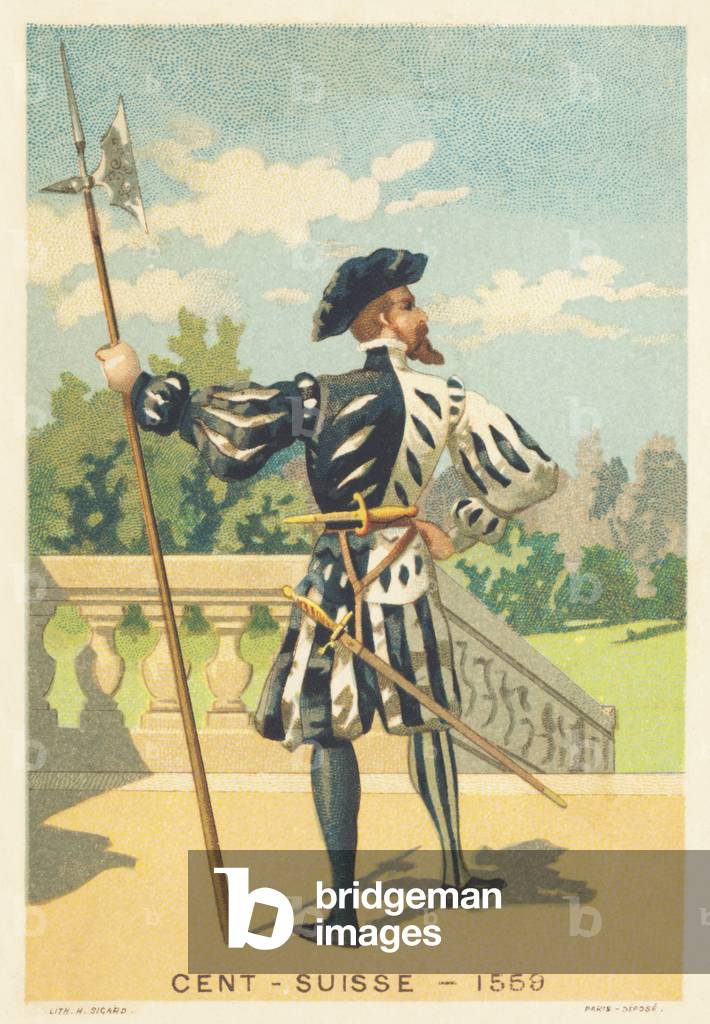 Cent Suisse in 1559 (Elite Infantry Company created in 1471, abolished in 1792, then reabolished from 1814 to 1830 Protection of the King and the Royal Family)