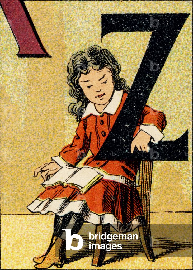 Z - Gravure extraite de ABCD des petites filles. Pellerin & Cie, imprimeur-editeur, Epinal , vers 1890. Serie A. Dimensions : 19 x 13,5 cm.