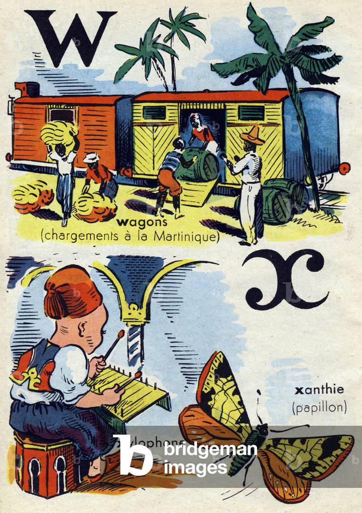 The letters W and X, in ABC des colonies francaises, 1946 (drawing)