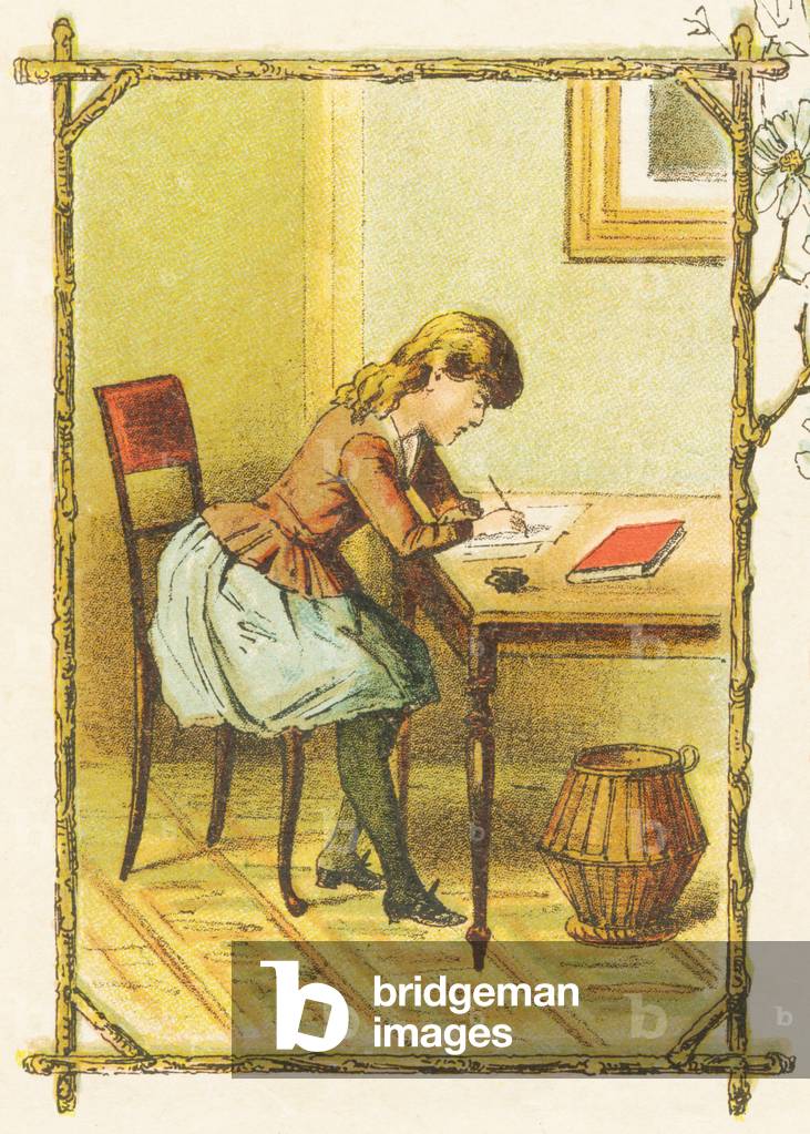 E: Eugenie the charming School Studying her lesson and Writing her homework