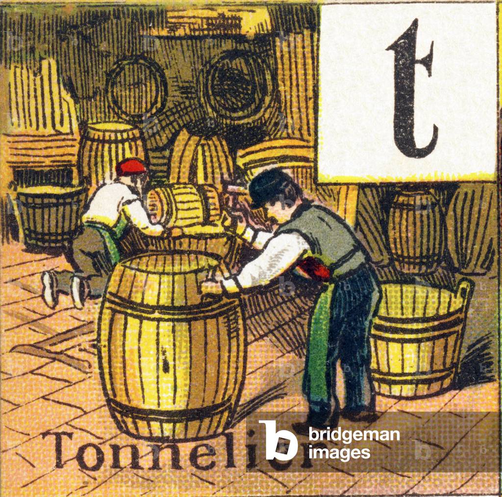 Profession Alphabet: Coonnelier. Unknown illustrator, beg of 20th century (illustration)