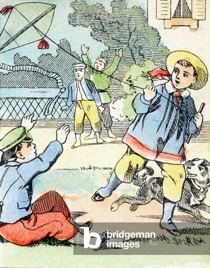 Game: the kite - Child Entertainment Alphabet c.1890 (Epinal print)