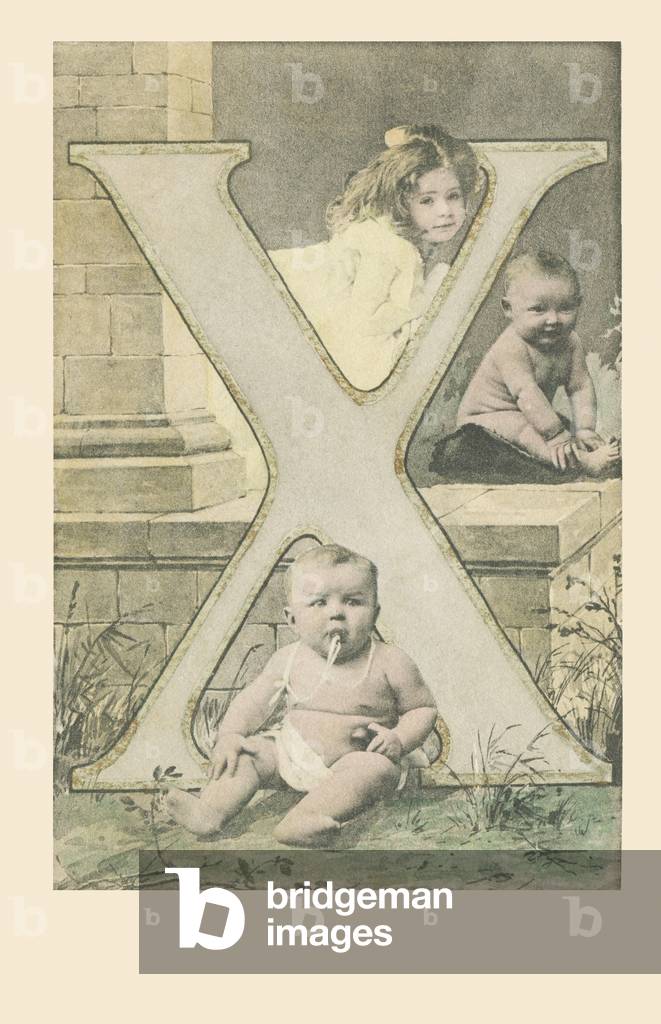 X: A girl and two babies sitting