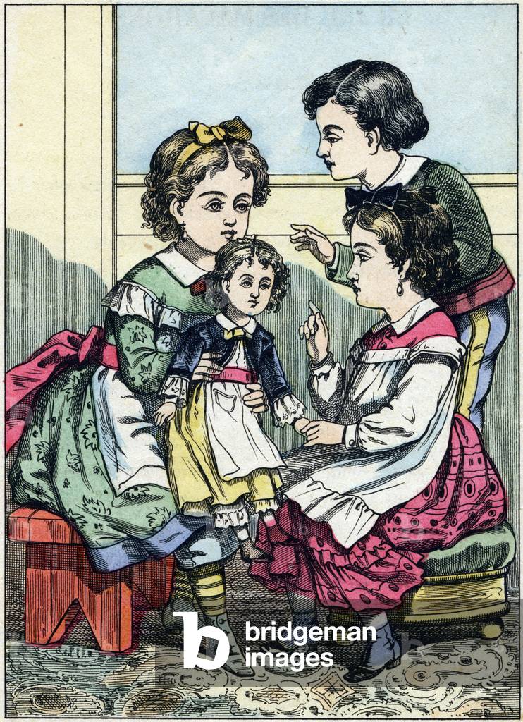 Game of the doll. Engraving from the picture album “The games of childhood