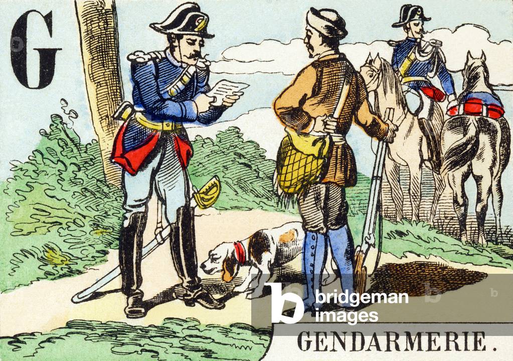 G : Gendarmerie - The Hunting Alphabet, c.1890 (engraving)
