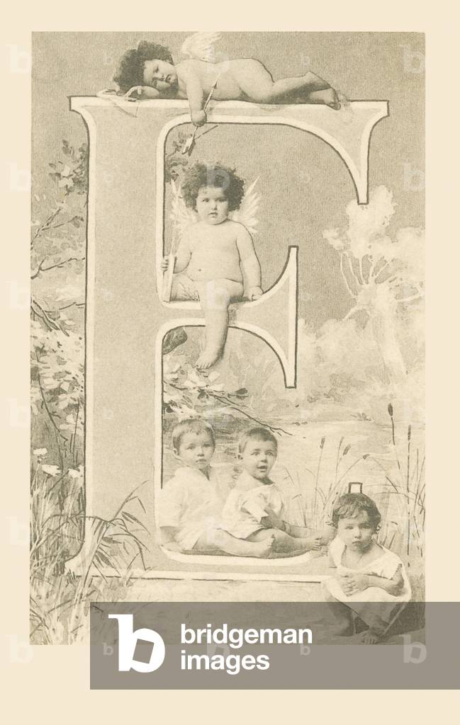 E: Five young children, naked in Cupid or in a small shirt