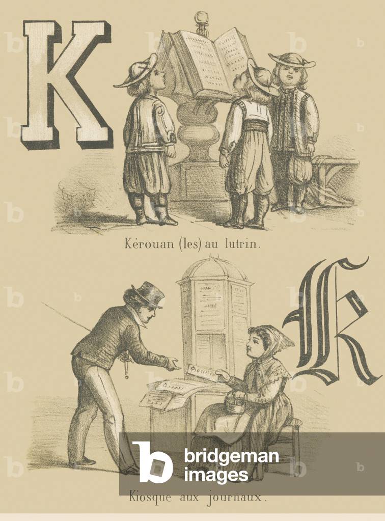 K: Kerouan (les) at the lectern/Newspaper kiosk