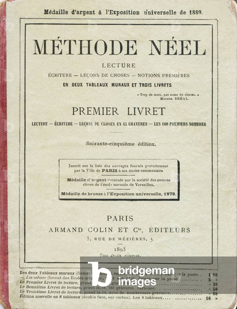 Cover - Neel Method. Reading in 2 tables (or 8 tables) and 3 booklets. Armand Colin & Cie, editors, Paris.