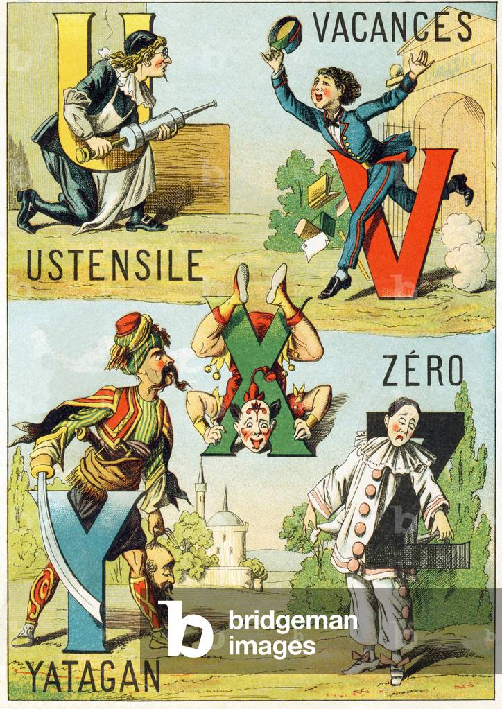 Lettres U, V, X, Y, Z : Ustensile, Vacances, X , Yatagan, Zero. In 