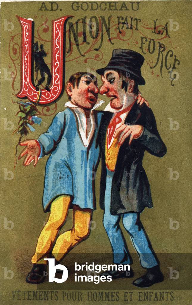 Letter U: Union makes strength. Engraving in 