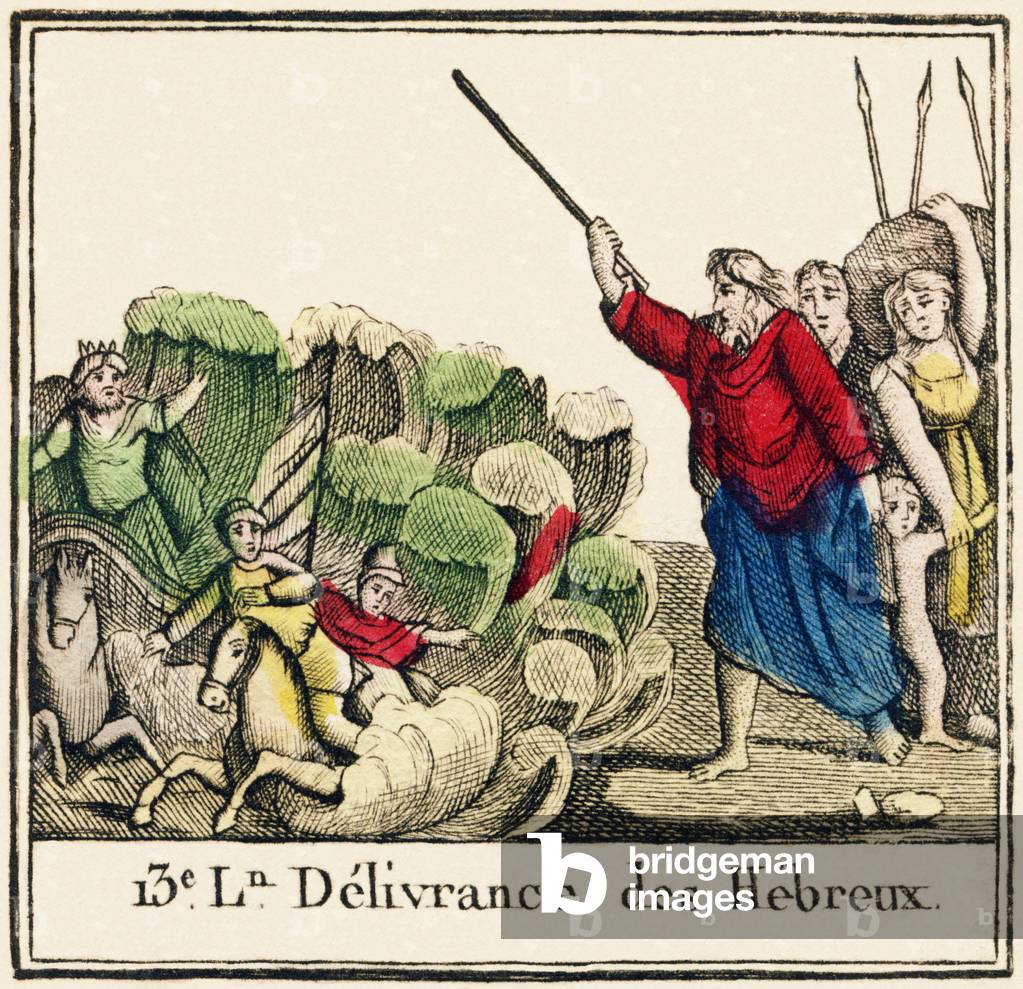 Moral abecadary - Delivrance of the Hebrews, 13th lesson Eleventh edition. In Paris, by Le Prieur, Bookseller, 1810 (engraving)