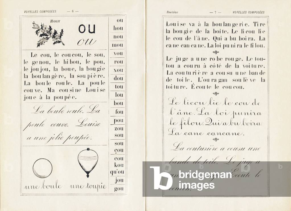 Holly, ball, top - Methode Larousse illustrated. Read-Writing by Georges and Troncet. Booklet 2. Librairie Larousse, Paris, 1911. Photos Canellas. Dimensions: 19.2 x 13.2 cm.