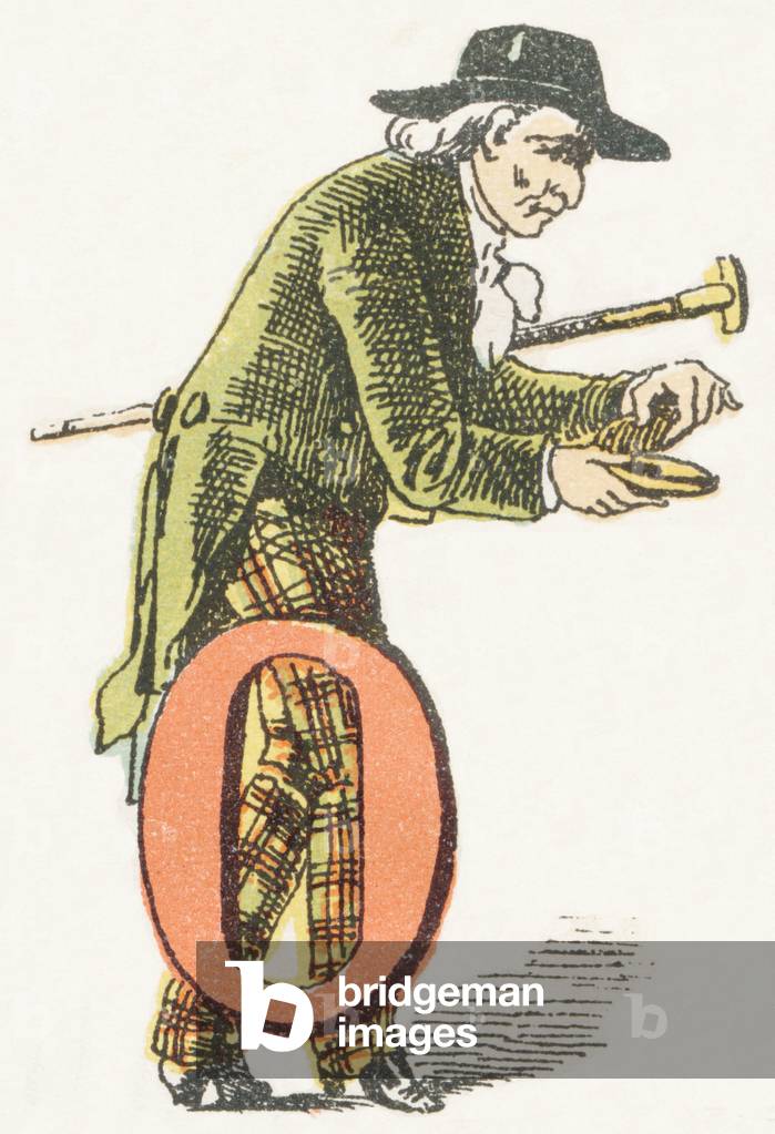 O - Octogenaire - Childish Alphabet, Editions Gordinne 1920 (engraving)