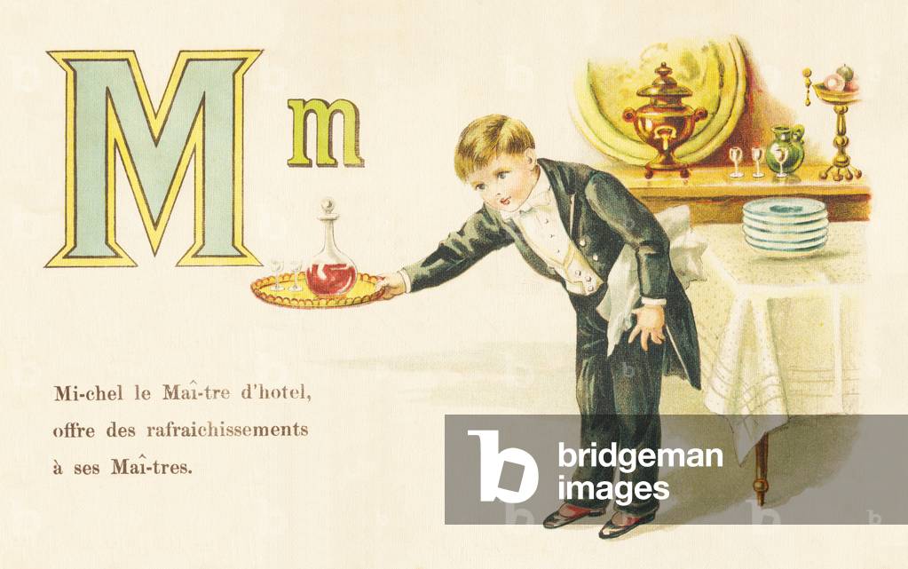 M: Michel le Maitre d'hotel offers refreshments to his masters
