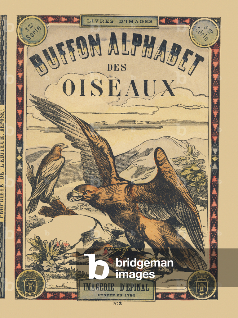 Adler. Umschlag von „Buffon Alphabet des Oiseaux Nr. 2", spätes 19. Jahrhundert (Epinaler Druck)