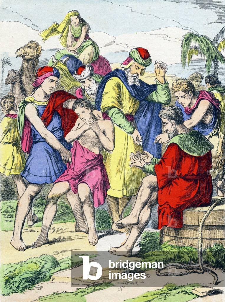 Joseph sold by his brothers. Engraving in “The main facts of holy history