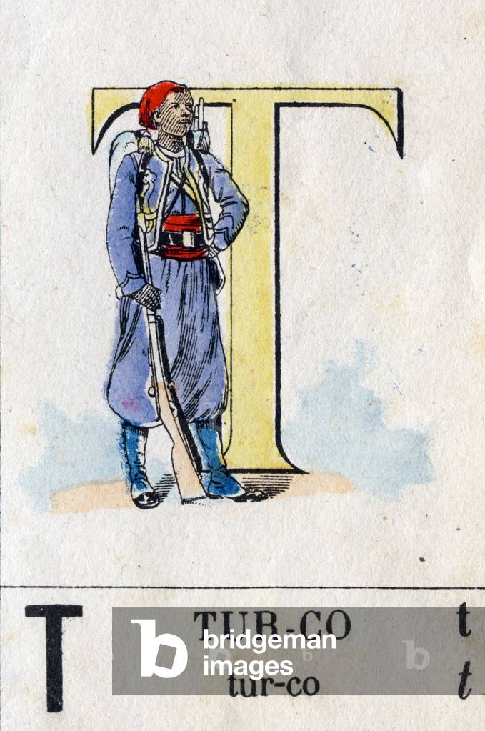 Letter T like turco. Military alphabet, c.1870-1880 (Epinal print)