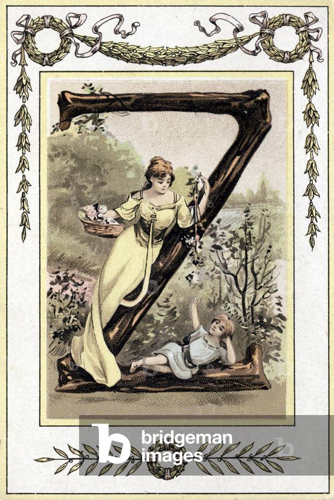 Letter representing a mother and her son, late 19th century (chromolithograph)