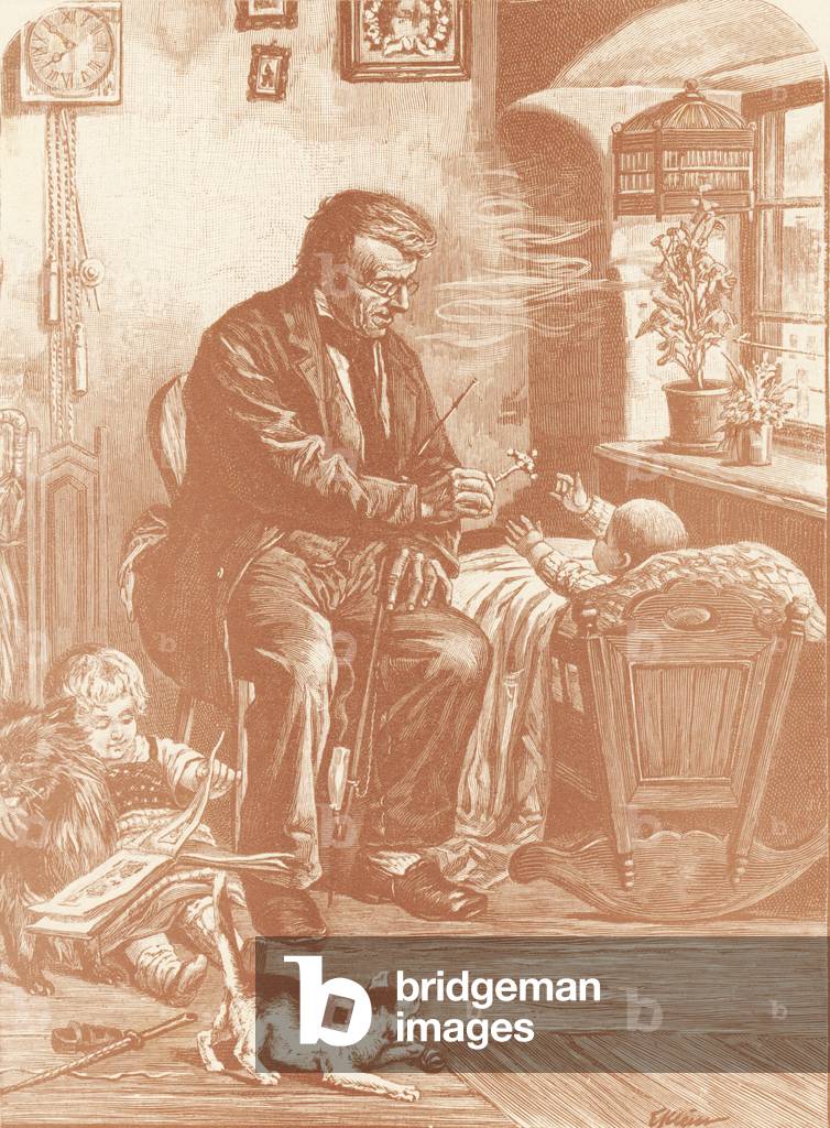 43: Georges leaves his catechistic alphabet, which he now knows by heart, while his grandfather amuses Flore in his cradle