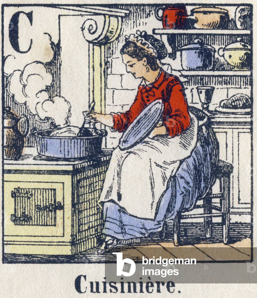 Letter C: cook. Alphabet of professions. Delhalt imagery, second half of the 19th century. Dim: 40x29,3cm