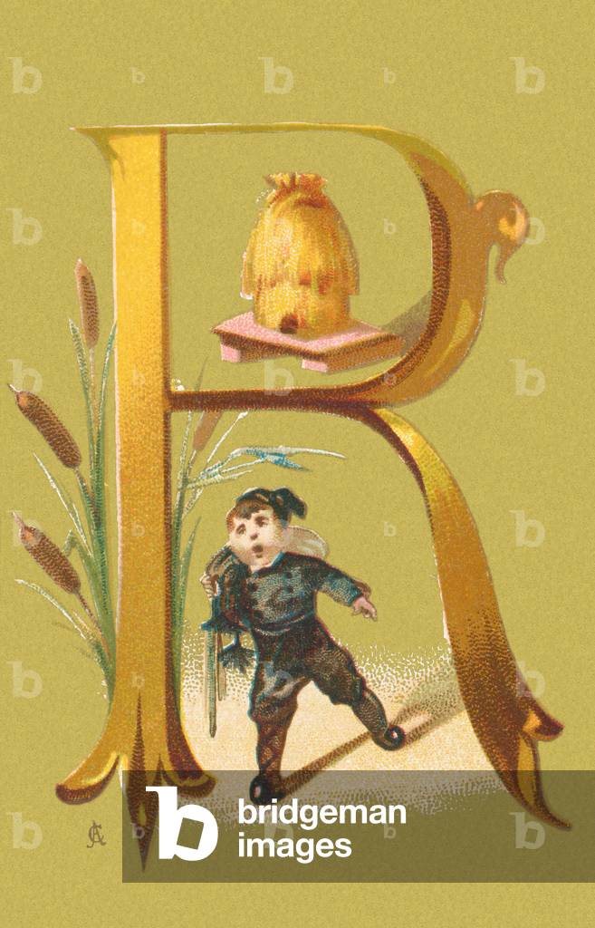 A: chimney sweep, hive, reeds (colour litho)