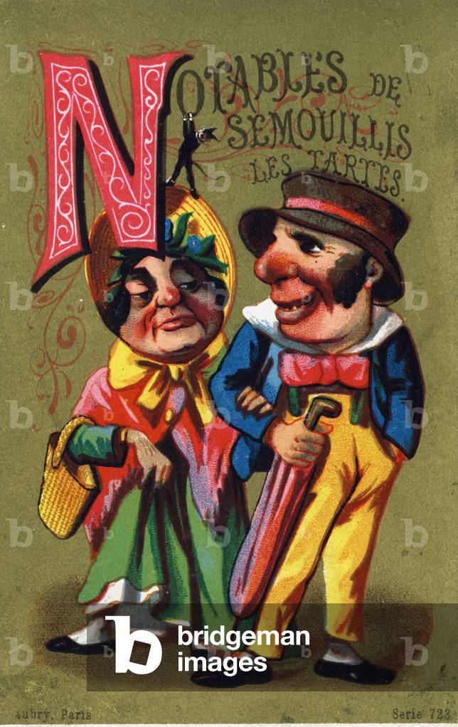Letter N: Notable of Semouillis the pies. Engraving in 