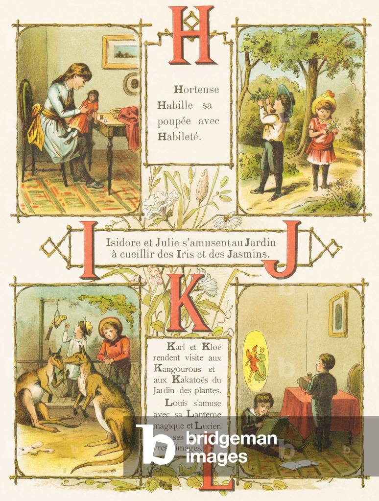 H I J K L: Skill, Garden, Iris, Jasmine, Kangaroos, Kakato, Magic Lantern, Picture books