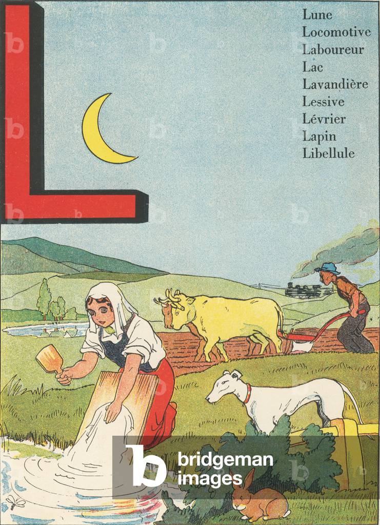 L: Moon, Locomotive, Pourer, Lake, Lavender, Laundry, Lifrier, Rabbit, Dragonfly