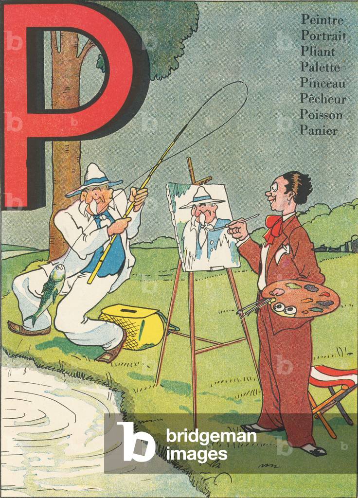 P: Painter, Portrait, Folding, Palette, Brush, Fisher, Fish, Basket