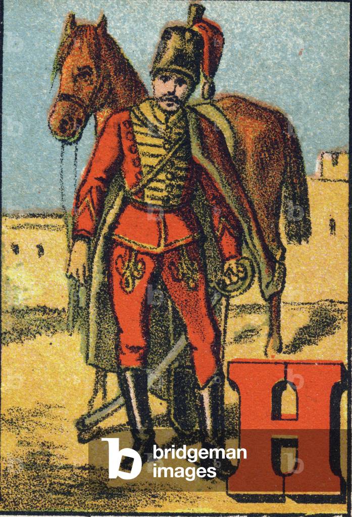 Letter H: Hussard. ABC. Franco-German abecedaire. Late chromolithography of the 19th century. Unknown editor. 16 pages. Dim: 17x11,5cm