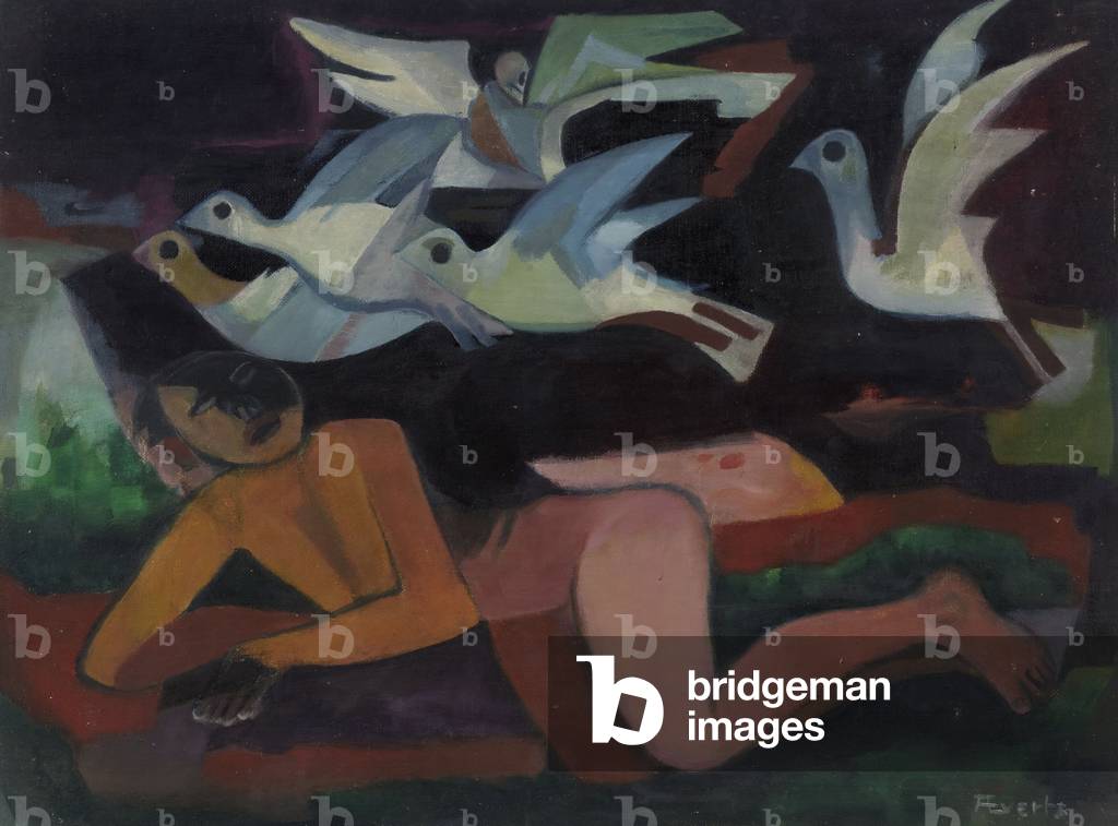 Bird Cloud, um 1945-50 (Öl auf Hartplatte)