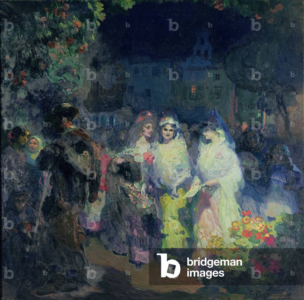 Image of Painting depicting Fete in Seville, 1915 by Gustavo Bacarisas