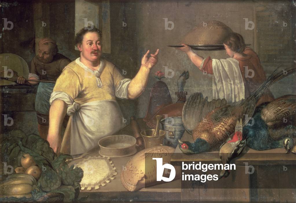 A Baker Preparing Pies (oil on canvas)