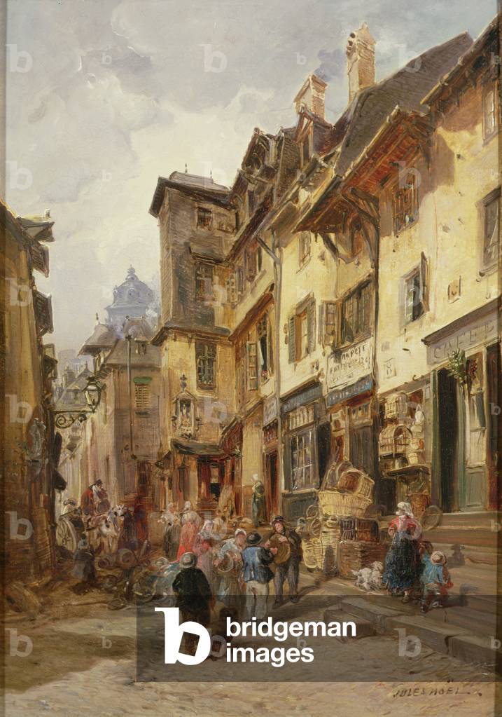 Straßenszene, Nordfrankreich, 19. Jahrhundert (Öl auf Leinwand)