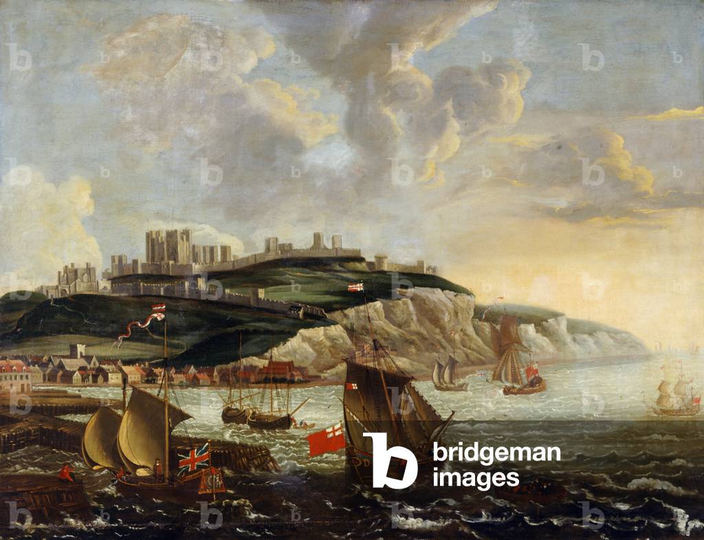 paesaggio marino con Dover Castello (olio su tela)