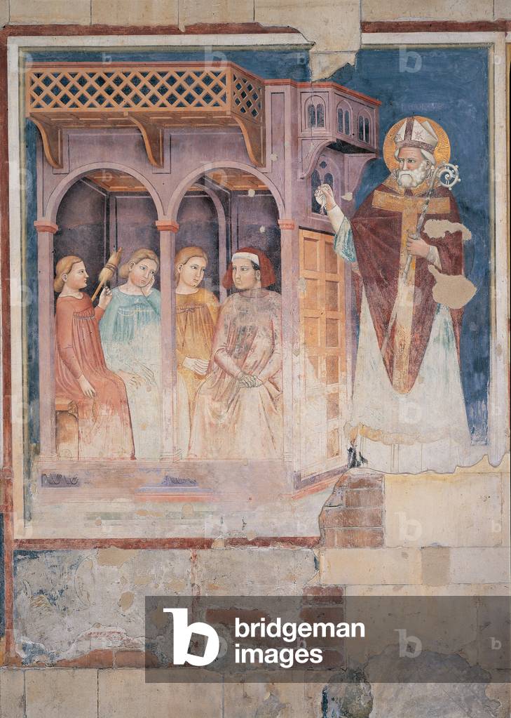 St Nicholas Throwing three Gold bars to three Poor Girls, (fresco)