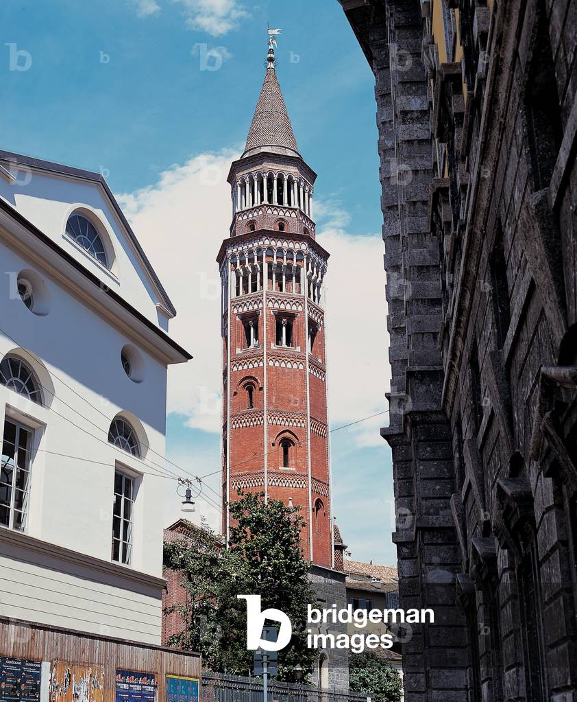 Bell tower of San Gottardo in Corte Church, Milan,