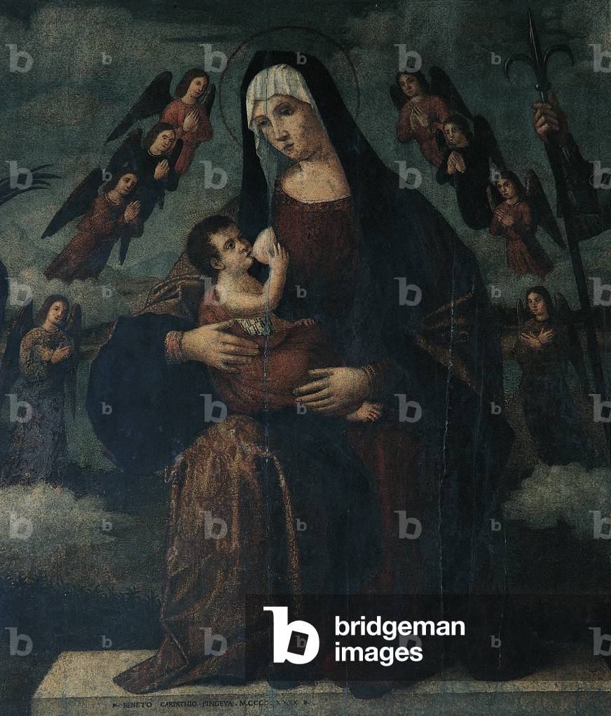 Madonna with Child and Saints Just and Sergius (Madonna con Bambino tra i Santi Giusto e Sergio), by Benedetto Carpaccio, c. 1540, 16th Century, oil on canvas