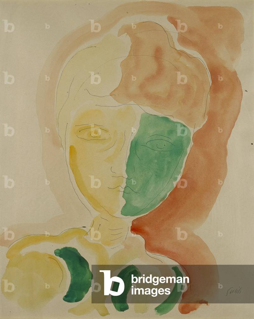 Woman's Face,  (watercolour on paper)