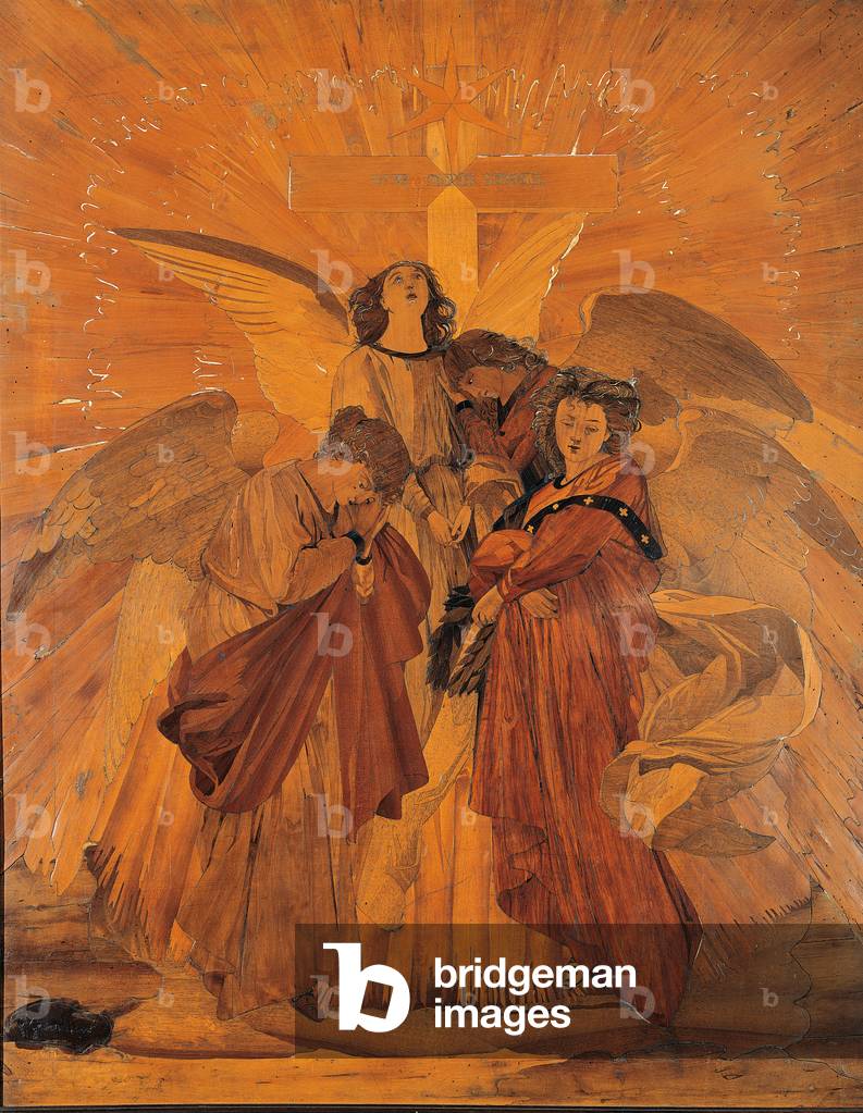 Ave Maria Star (Ave Maria Stella), by Vincenzo and Giuseppe Garassini, 1888, 19th Century, inlaid wood, 95 x 75 cm