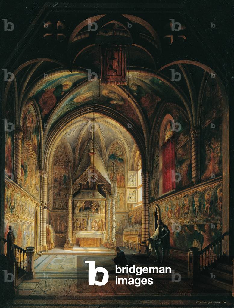 Interior of Minutolo Chapel in the Cathedral of Naples (Interno della cappella Minutolo nel duomo di Napoli), by Vincenzo Abbati, 1844, 19th Century, oil on canvas