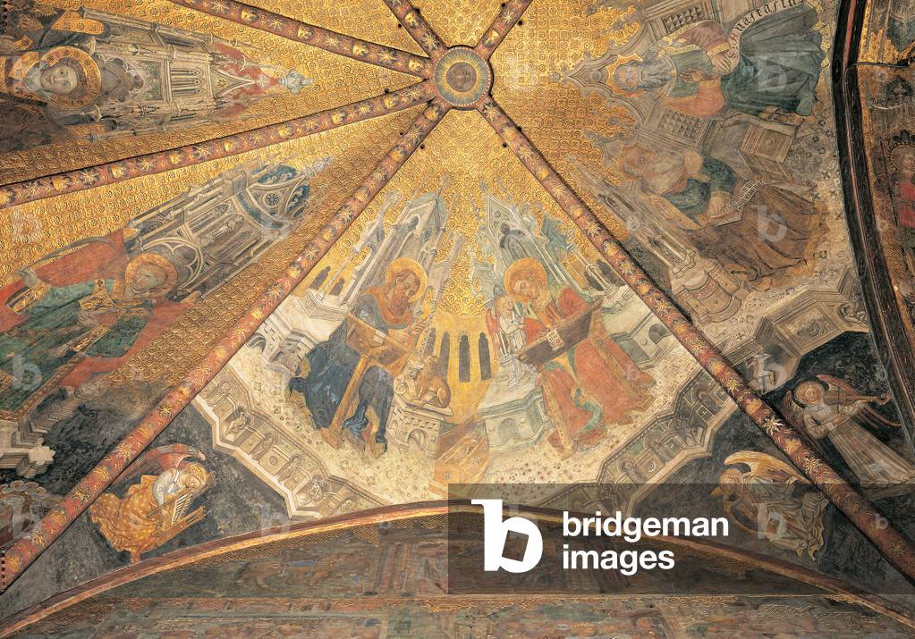 The Legend of Theodelinda - The Evangelists Mark and Matthew, detail of the Vault of Theodelinda Chapel, 1430 - 1448 (fresco)