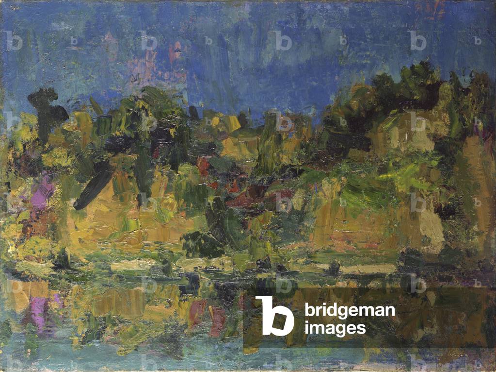 Landscape in Imbersago, by Ennio Morlotti, 1956, 20th Century, oil on canvas